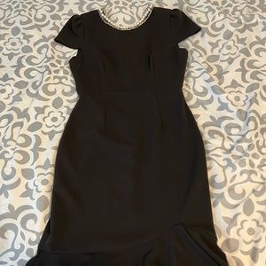 Beautiful Black Dress with pearl collar
